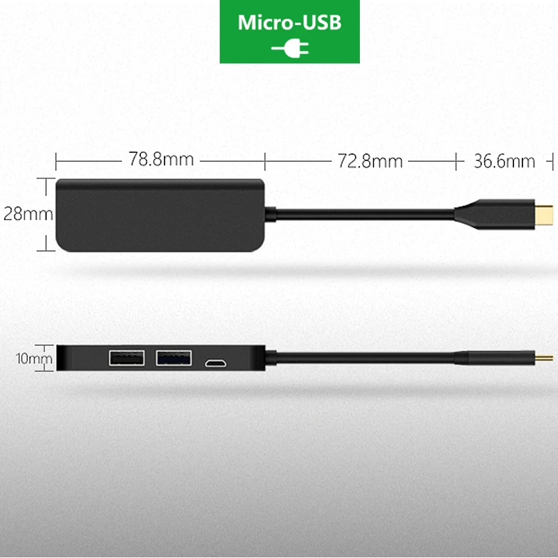 VLAMPO High Speed Type C to HDMI USB3 0 USB2 0 Micro USB 4 USB Ports 3