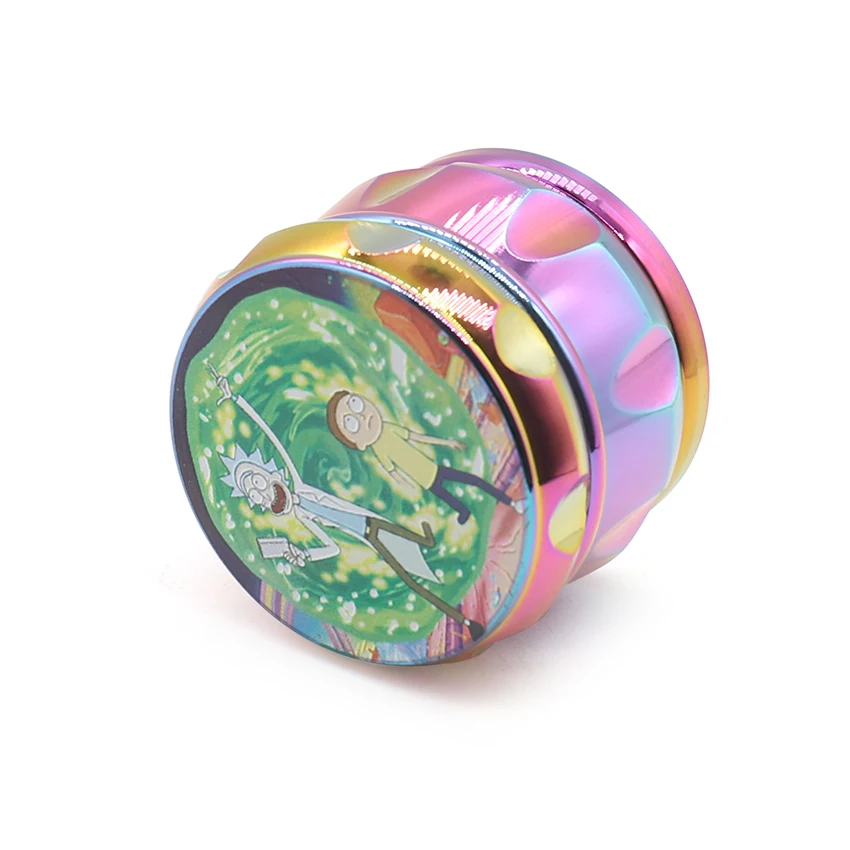 63mm Rick and Morty Drum Type Herb Grinder Zinc Alloy 4 Layers Metal Tobacco Hand Muller Crusher Smoke Gift