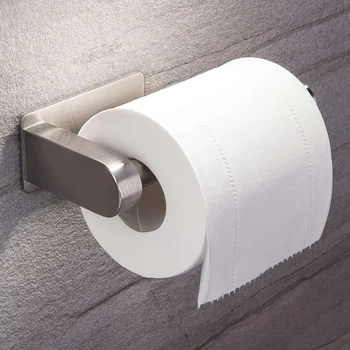 

Self Adhesive Toilet Paper Holder-Bathroom Toilet Paper Holder Stand No Drilling Stainless Steel Brushed