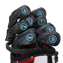 9 шт. Гольф Железная Голова крышки LH/RH# 4-Pw Sw Aw Гольф клуб протектор головной убор кожа длинная шея