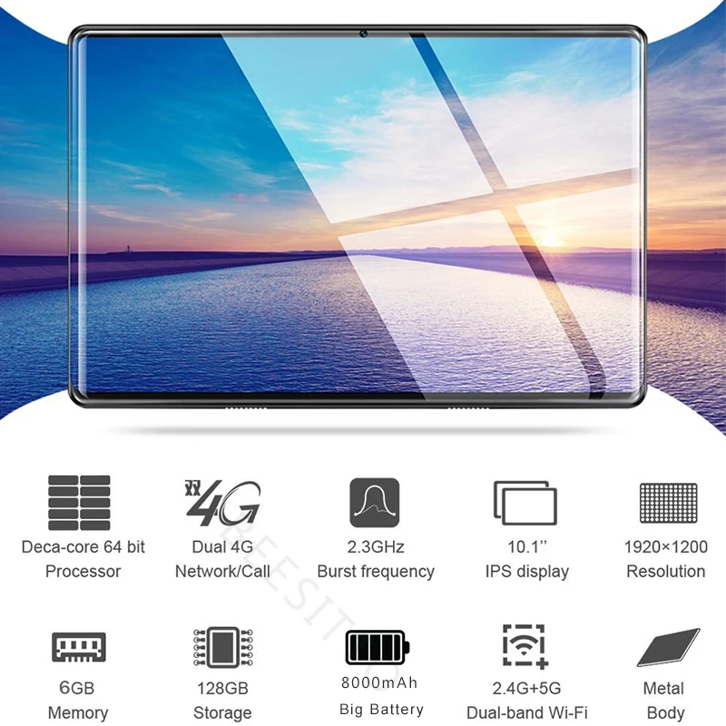 6 ГБ ОЗУ 128 Гб ПЗУ планшеты Deca Core 1920*1200 ips 8000 мАч 10 планшетный ПК Android 8,1 планшеты 10,1+ подарки