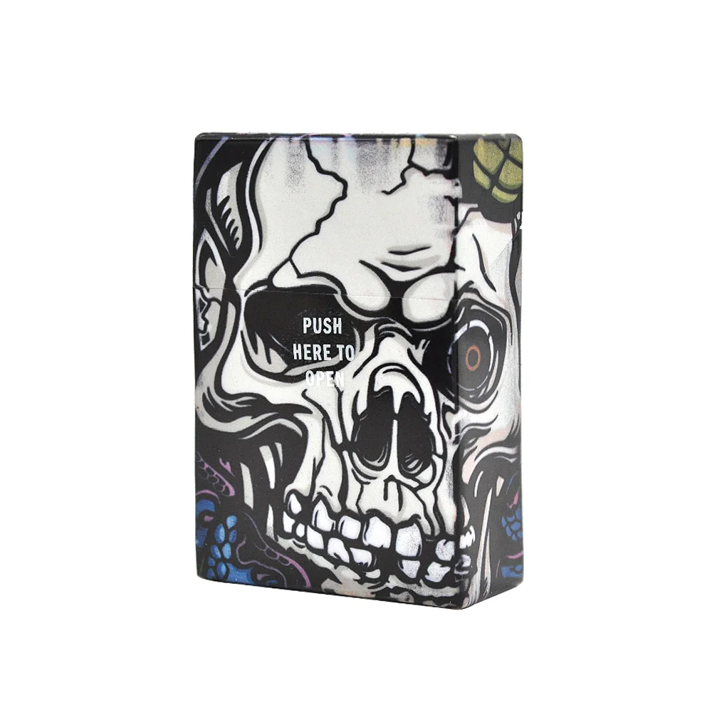 Необычный дизайн бабочка и череп пластиковый чехол для сигарет размер 95x60 мм коробка для сигарет упаковка для табачных сигарет чехол для хранения - Цвет: Black-White-Skull