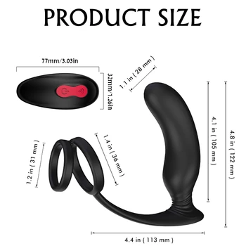 Male Prostate Massager Anal Vibrator With Penis Ring Powerful Motor Remote Control Vibrating Anal Sex Toys Clit Stimulation 5