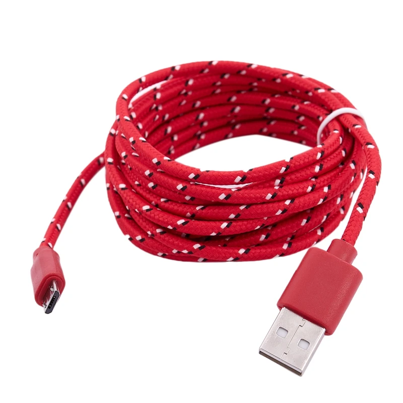 Universal 3M/10FT mini USB Nylon net Weave Data cable For Samsung Galaxy S6 Red