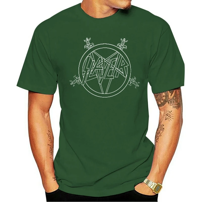

Slayer Pentagram Logo Heavy Metal Band Men's Black T Shirt Size S To 3XL Top Quality Tops Tee Shirt