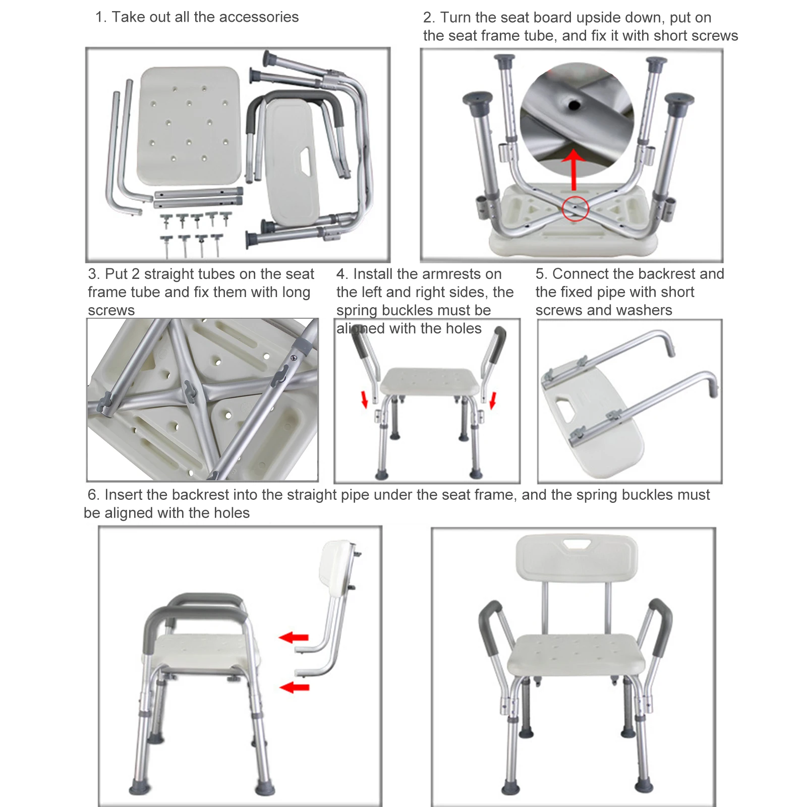 Adjustable Shower Bench Bath Chair Anti-slip Shower Tub Stool Bathroom Furniture Safety Seat for Elderly Pregnant Disabled 5