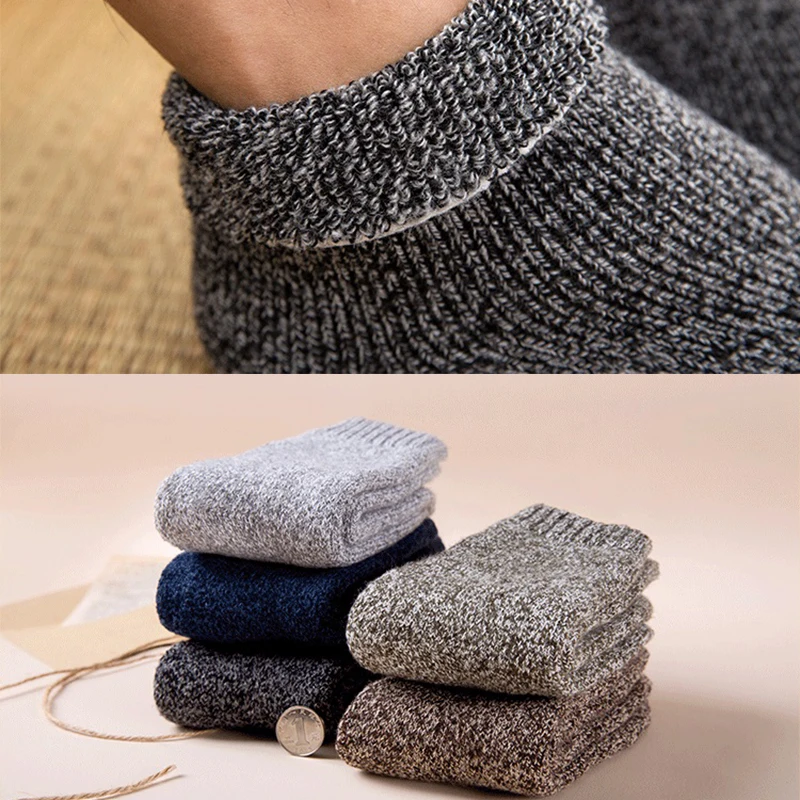 

Men's Wool Socks Super Thicker Merino Wool Rabbit Socks Against Cold Snow Russia Winter Warm Funny Happy Socks Men