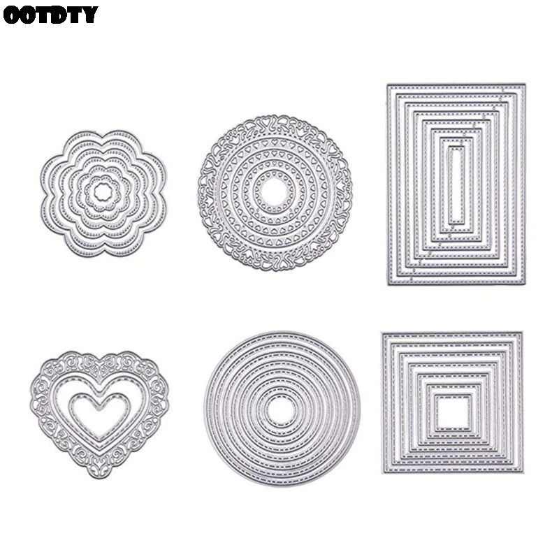 

6 Pcs Cutting Dies Cut Metal Scrapbooking Stencils Nesting Die for DIY Embossing Photo Album Decorative DIY Paper Cards Making