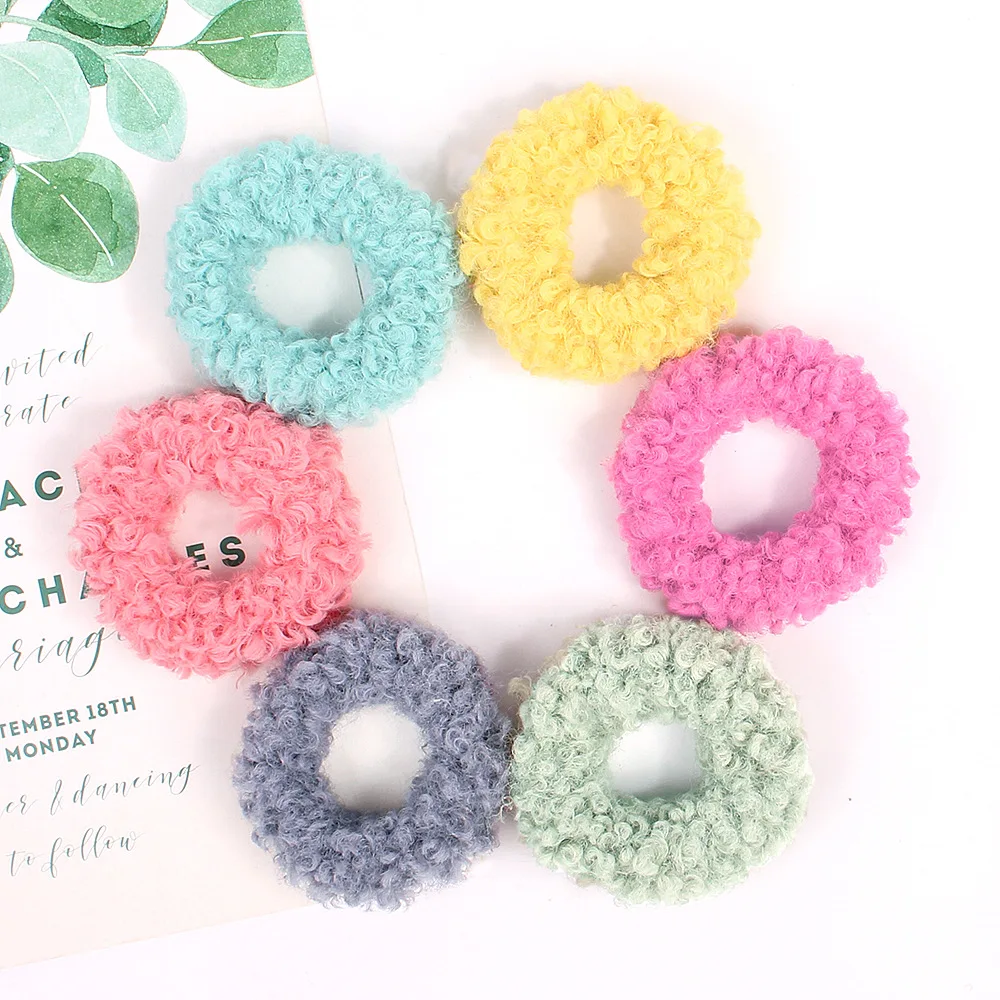 

2019 Korean Style Winter Ponytail Holder Scrunchies Solid Candy Color Elastic Hair Bands Accessories Hair Ties