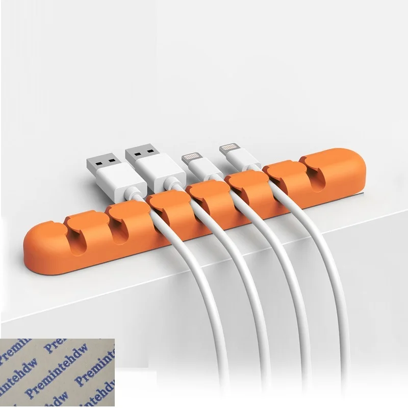 5Pcs Desktop Sticking Silicone Cable Tidy Clip Orangizer USB PC Internet