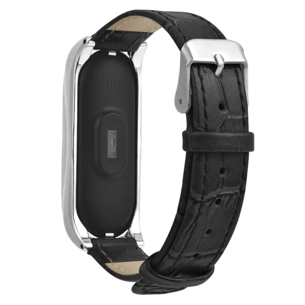 Для Xiaomi mi Band 4/mi Band 3 pu Кожаный ремешок металлическая рамка для mi Band 3 4 умный Браслет из ПУ искусственной кожи ремешок