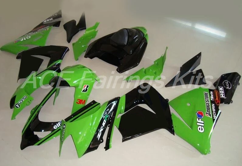 

New ABS Motorcycle Full fairing kits fit for Kawasaki Ninja ZX-10R 2004 2005 10R 04 05 fairing bodywork custom black green nice