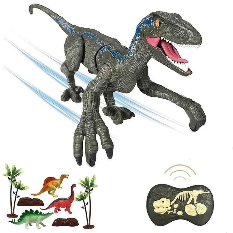 Best New RC Dinosaur 2.4Ghz Simulation Dino RC Velociraptor Intelligent Remote Control Dinosaur Toy With Roaring Kids Gift Robot Toy