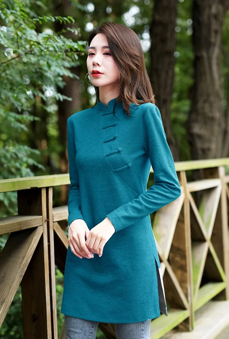 Традиционная китайская одежда для женщин Cheongsam топ женские топы и блузки Ретро Стиль Элегантные Женские китайские Топы TA2169