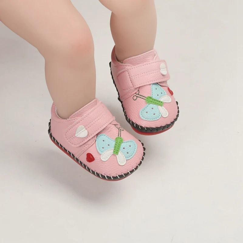 Новинка; 2 цвета; нескользящая обувь с рисунком бабочки для маленьких девочек; кроссовки с мягкой подошвой; обувь для первых прогулок; 0-12 м