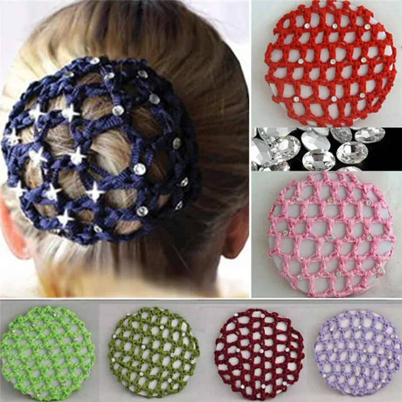 Женский Балет Танцы Фигурное катание крючком Красочные эластичные Hairnet Новая мода булочка крышка снуд Сеть волос