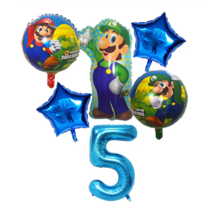Ballon-5set-6pcs Супер Марио тема одноразовые тарелки салфетки для стаканчиков Mario Bros тематические вечерние украшения коробки конфет выбросы баннеры вечерние поставки - Цвет: Ballon-5set-6pcs
