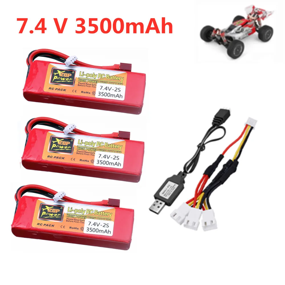 2s 7 4 V 3500mAh Lipo батарея для Wltoys 1/14 144001 RC автомобиль Лодка запасные части v с USB