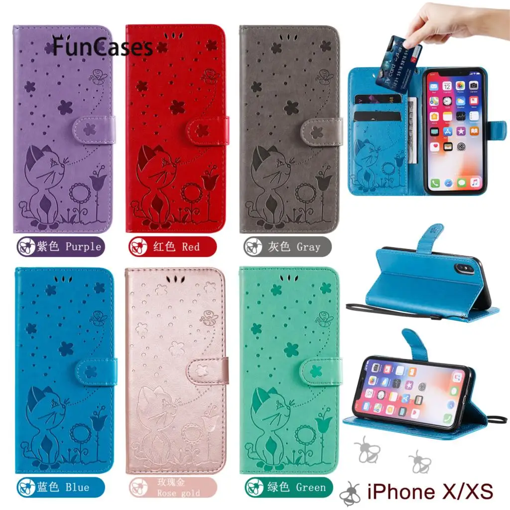 Cool Phone Bags Cases For armor iPhone X Cartoon PU Leather Flip Wallet Shell Case sFor Telefoon Apple ajax XS Fundas | Мобильные