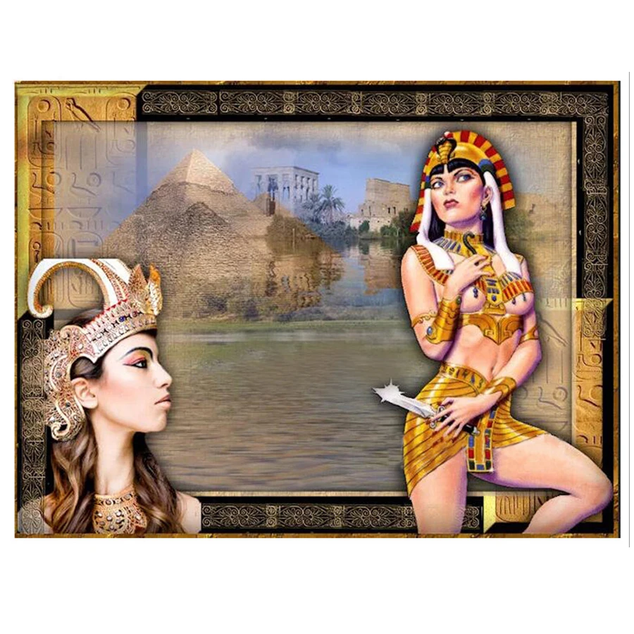 Egyptian art 5d diy diamond painting Cleopatra full square round crystal painting mosaic diamond embroidery girl room decor gift