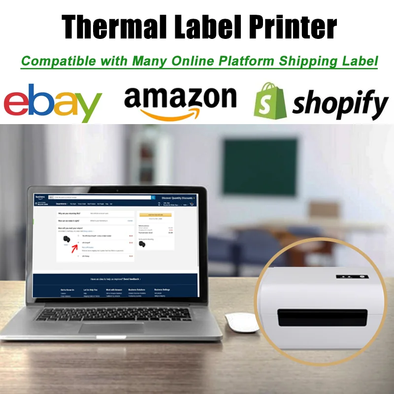 4*6 Mesin Printer Stiker Cetak Kode QR dan Pengiriman Air Waybill Thermal Label Printer Kompatibel dengan Sistem Mac Windows