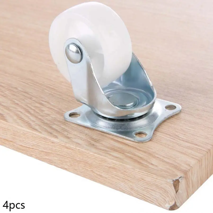 

4pcs/set Swivel Casters White PP Roller Wheel 1.5 Inch for Trolley Furniture