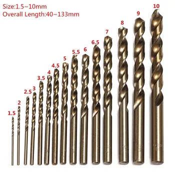 

15pcs 1.5-10mm Lathe Drill Bits Twisted Round Straight Shank HSS Hole Opener Kit