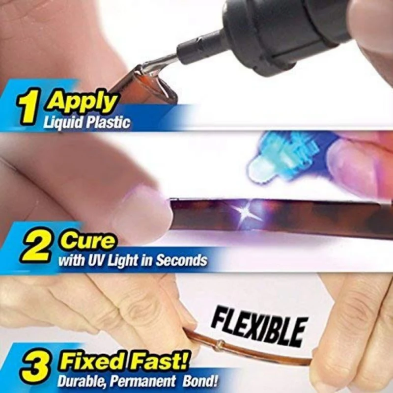 Супер питание жидкий пластик сварка 5 секунд Fix УФ-светильник инструмент для ремонта с клеем(заправка или УФ-светильник