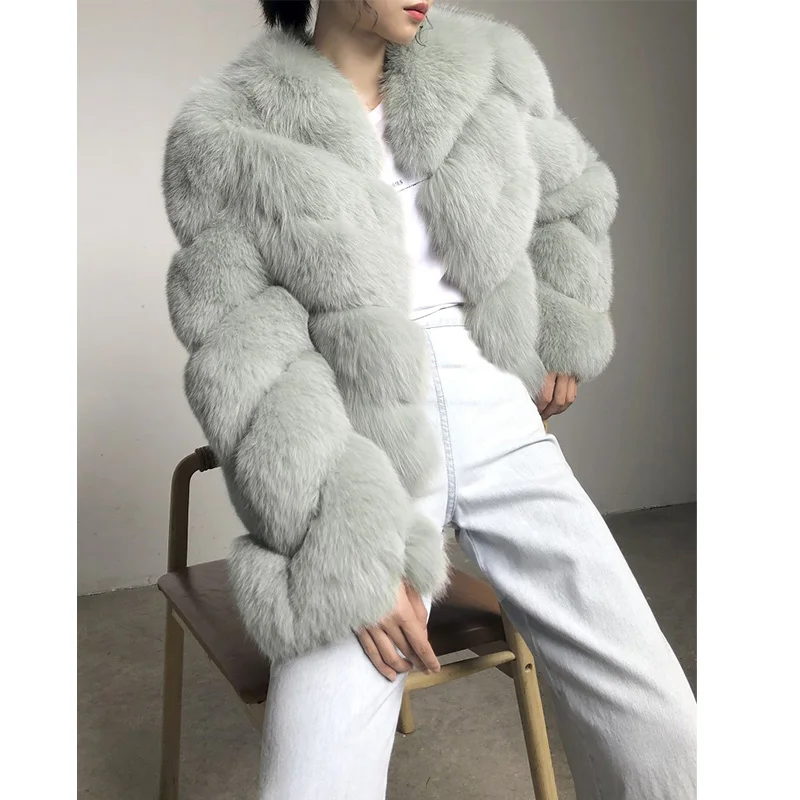 FURSARCAR New Arrival 2021 Natural Real Fur Coat Women Winter Thick Silm Fox Fur  Jacket Customize Short Real Fur Outwear