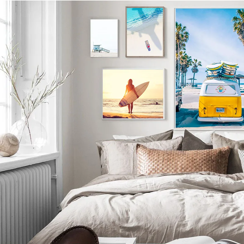 

Modern Nordic California Beach Ocean Sea Posters and Prints Wall Art Pictures Canvas Painting for Living Room Decor No Frame