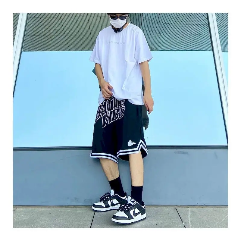 mens casual shorts American Basketball Shorts Men Women High Waist Black Mid-pants Wide-leg Summer Hip-hop Sport Streetwear Baggy Male Bottom Pants maamgic sweat shorts