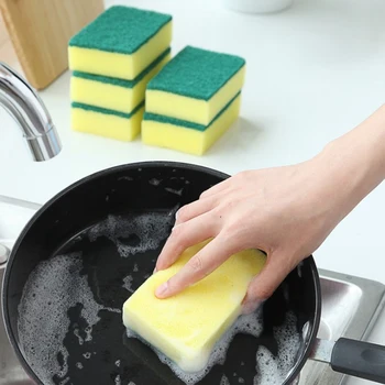 

10Pcs High Density Sponge Scouring Pads Washing Brush Wiping Rags Microfiber Dish Cleaning Cloth Kitchen Cleaning Tools