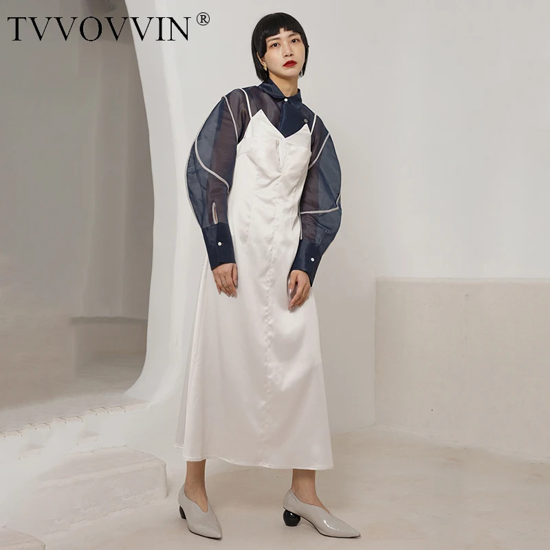 TVVOVVIN, новинка, весна-лето, v-образный вырез, без рукавов, на тонких бретелях, свободное, длинное, темпераментное платье, женская мода, F869