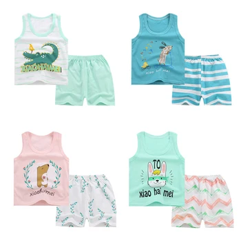 

Kids Vest suit New Fashion Clothes Summer Toddler Girl Vest Boys Cotton Cartoon Set Comfortable Soft Cute Kids Shorts Vests