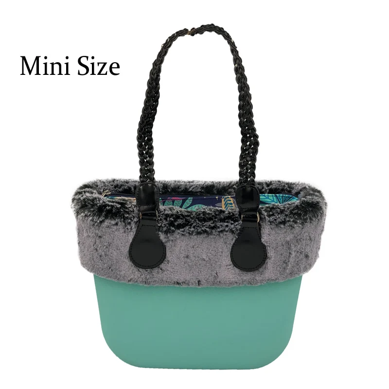 Mini Light Green Мини-размер O Сумка Стиль obag Водонепроницаемый EVA корпус с переплетенной ручкой Трамп принт вставка Женская резиновая силиконовая сумка сумочка - Цвет: Mini Light Green