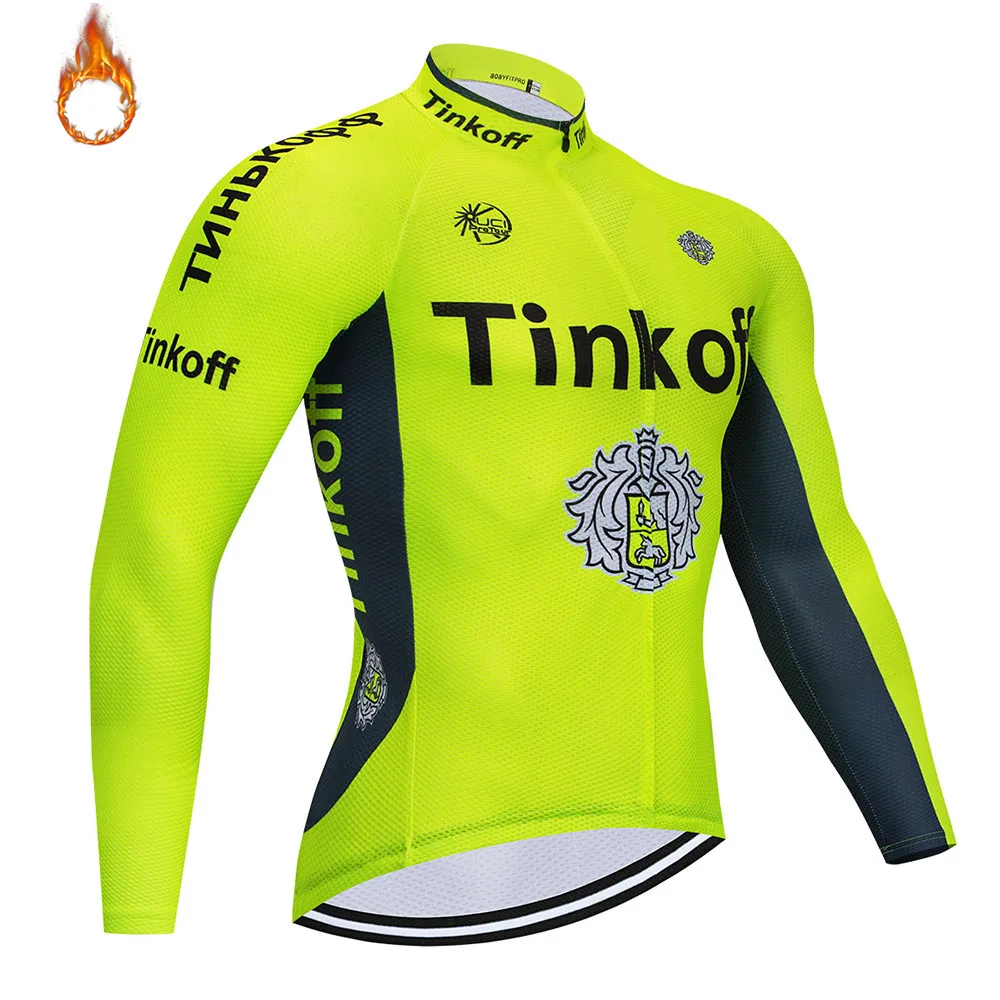 2020 Winter Saxo bank Tinkoff Thermal Fleece Cycling Jersey Ropa Ciclismo MTB Long Sleeve Keep Warm Bike Wear Bicycle Clothing