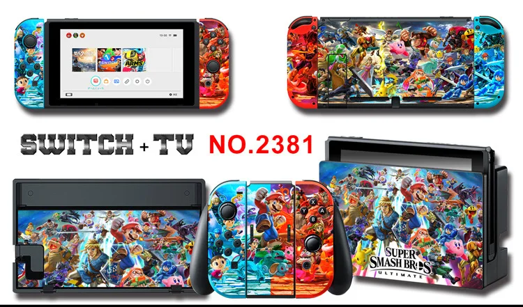 1set New Cute Anime Full Body Sticker for NS Switch Protective Cover Skin Colorful Art for Game Console Joy-Con Controller Decor