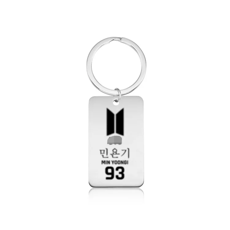 Красный Kpop bangtan boys "Jin" "V" SUGA "RM" и т. д. Готический аккорер персонаж картина брелок из нержавеющей стали для женщин мужчин Bangtan ювелирные изделия - Цвет: Красный