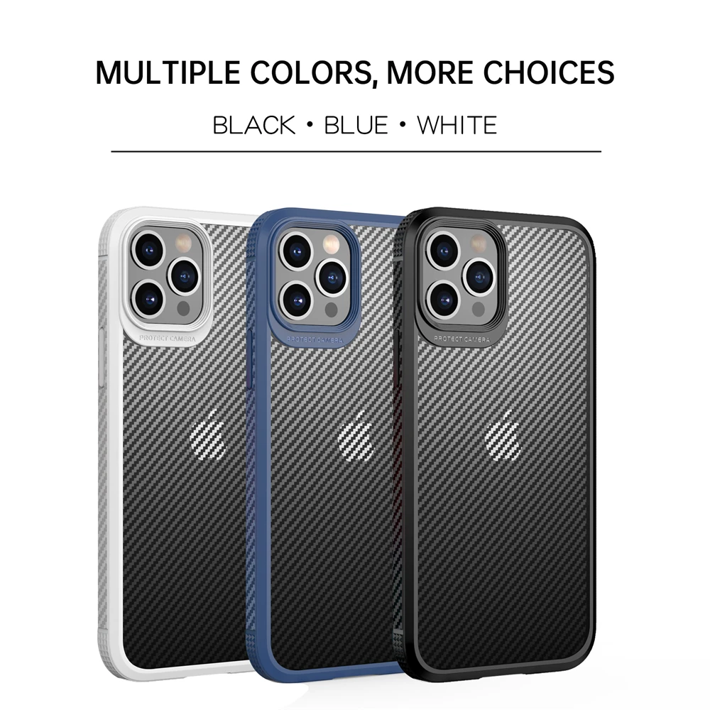 case for iphone 12 pro IPAKY for iPhone 13 Case for iPhone 11 12 Pro Case Carbon Fiber Skin Transparent Acrylic Cover for iPhone 11 12 13 Pro MAX Case iphone 12 pro waterproof case