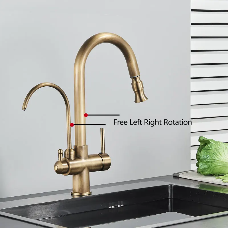 Hownifety Antique Brass Sensor Kitchen Faucets Cold Hot Water Filter Sink Mixer Crane Tap Pull Out Smart Touch Control Tapware ceramic kitchen sink