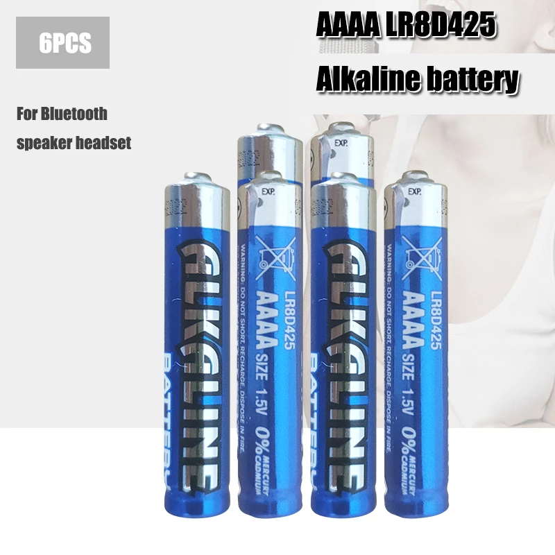 Сухой щелочной элемент первичной батареи AAAA 6 шт. 1 5 в для Bluetooth-гарнитуры лазерная