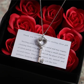 

S925 Sterling Silver inlaid zircon love T-key necklace 1: 1 high-end women's jewelry with logo Valentines Birthday Party GIFT