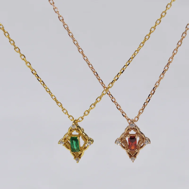 

Japanese-style Light Jewelry S925 Fine Silver Women's Fascination with Old Time Retro Necklace Set Plated 14K Golden