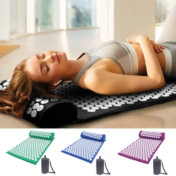

Massager Cushion Massage Yoga Mat Acupressure Relieve Stress Mat Back Pain Spike Mat Acupuncture Spike Needle Mat With Pillow