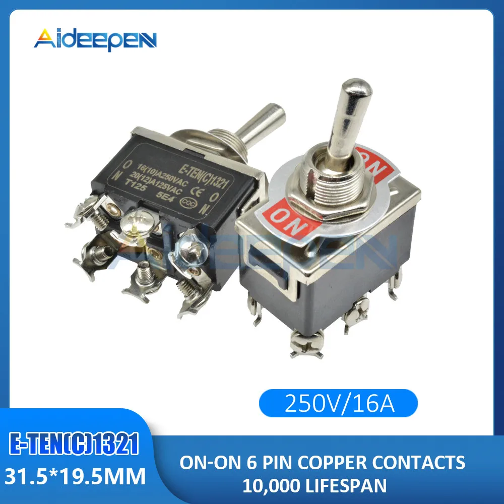 E-TEN(C)1321 Мини автоматический переключатель переменного тока 250V 16A 2/3/4/6/12-контактный ВКЛ-ВЫКЛ-на 2/3 позиции Медь/серебряный контакт с Водонепроницаемый Кепки - Цвет: E-TEN(C)1321