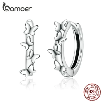 

bamoer 925 Sterling Silver Elegant Shining Ears Earrings for Women Romantic butterfly Ear Pins Jewelry 2020 New Design GAE927