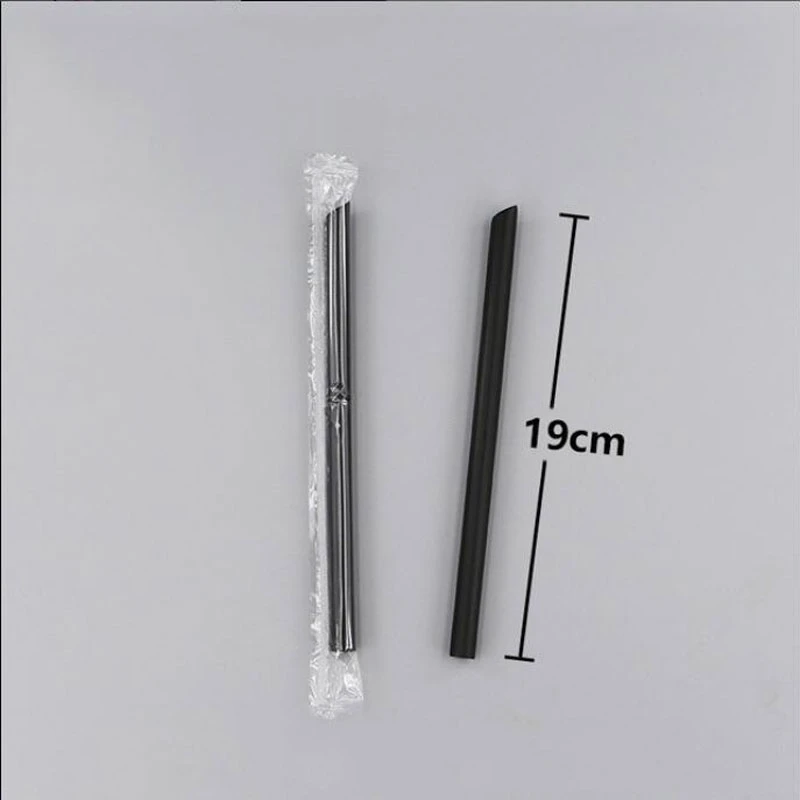 Black 19cm Широкие питьевые одноразовые трубочки гибкие соломинки пузырьковый чай молочный чай смузи индивидуальная упаковка соломинки принадлежности для барной вечеринки - Цвет: Black 19cm