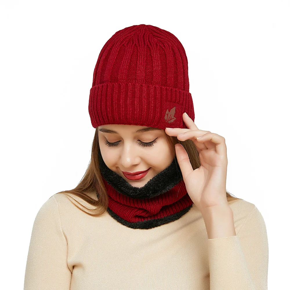 

Men Women Beanie Hat Scarf Winter Warm Fleece Lining Hat Snood 2 Piece Set Sports Ski Mountain Climbing Autumn gorro invierno