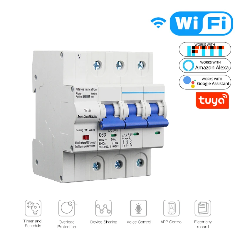 

WIFI Circuit Breaker Timer Remote Control Tuya APP Smart Automatic Intelligent Interruptor WIFI Switch FACTORY MCB