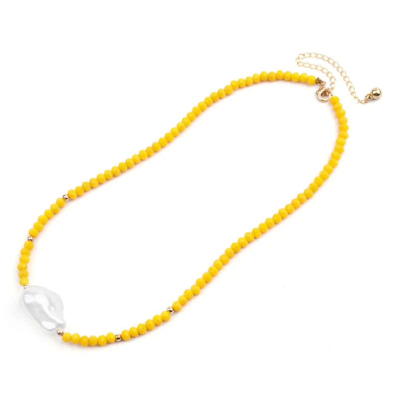 Модные эффектные Чокеры ожерелье s для женщин Boho Имитация Большой барокко резиновая жемчужина Cut ожерелье, украшенное кристаллами ювелирные изделия NKS250 - Окраска металла: Color 15